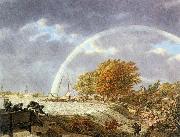 unknow artist Autumn Landscape with Rainbow oil painting reproduction